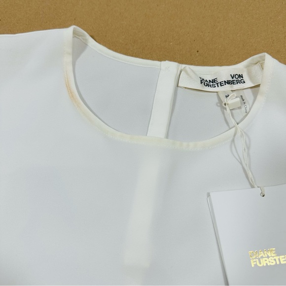 DVF Diane von Furstenberg Mary Top Sleeveless Sheer Blouse Ivory - Picture 4 of 7